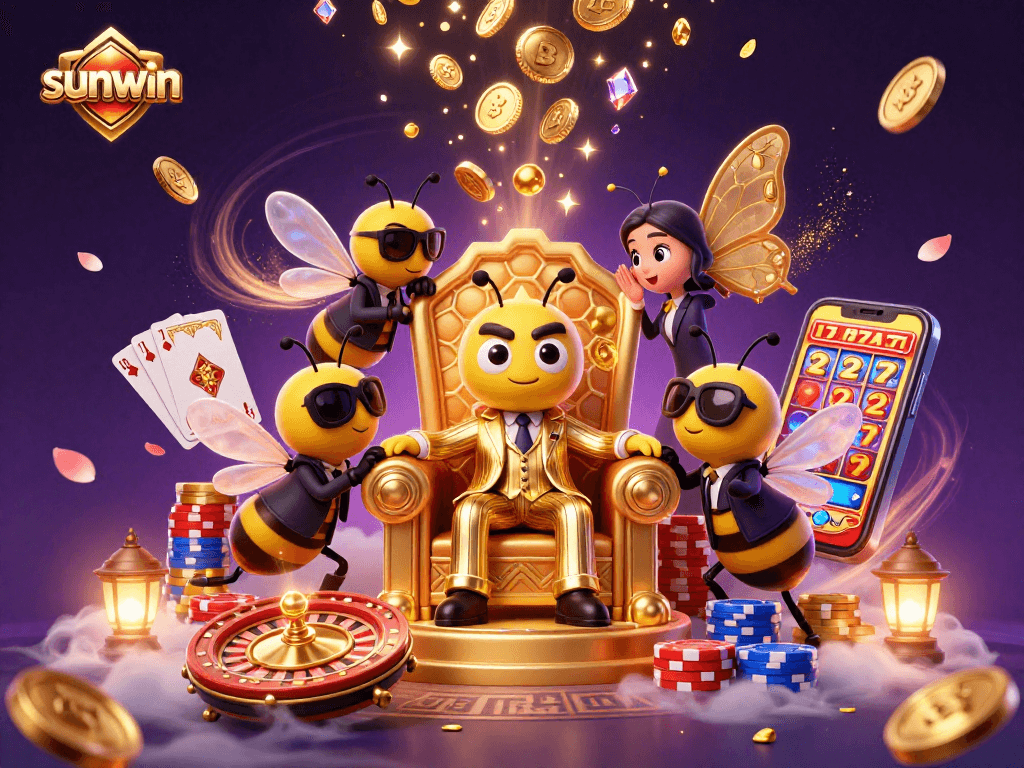 Experience exciting gameplay at sunwin with our vibrant 3D depiction of a buzzing casino scene.