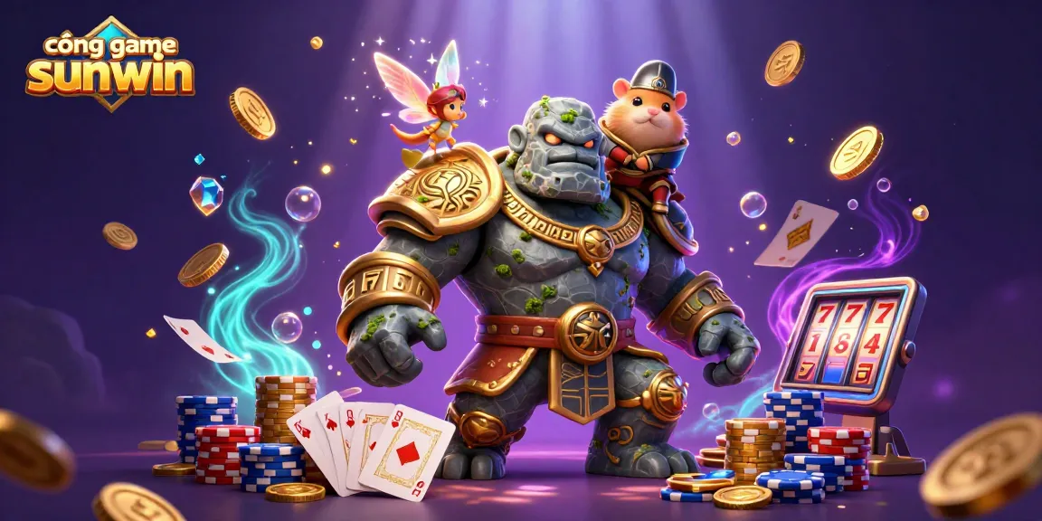 Experience the thrilling cổng game sunwin with enchanting characters amidst cascading coins and 3D elements.