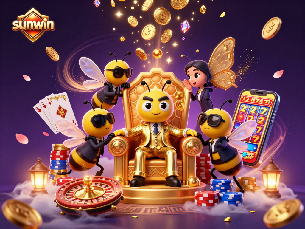 Experience exciting gameplay at sunwin with our vibrant 3D depiction of a buzzing casino scene.