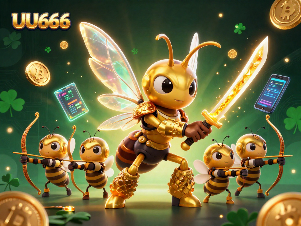 Engage in thrilling gameplay at UU666 with a 3D scene featuring a samurai hornet and crypto elements.