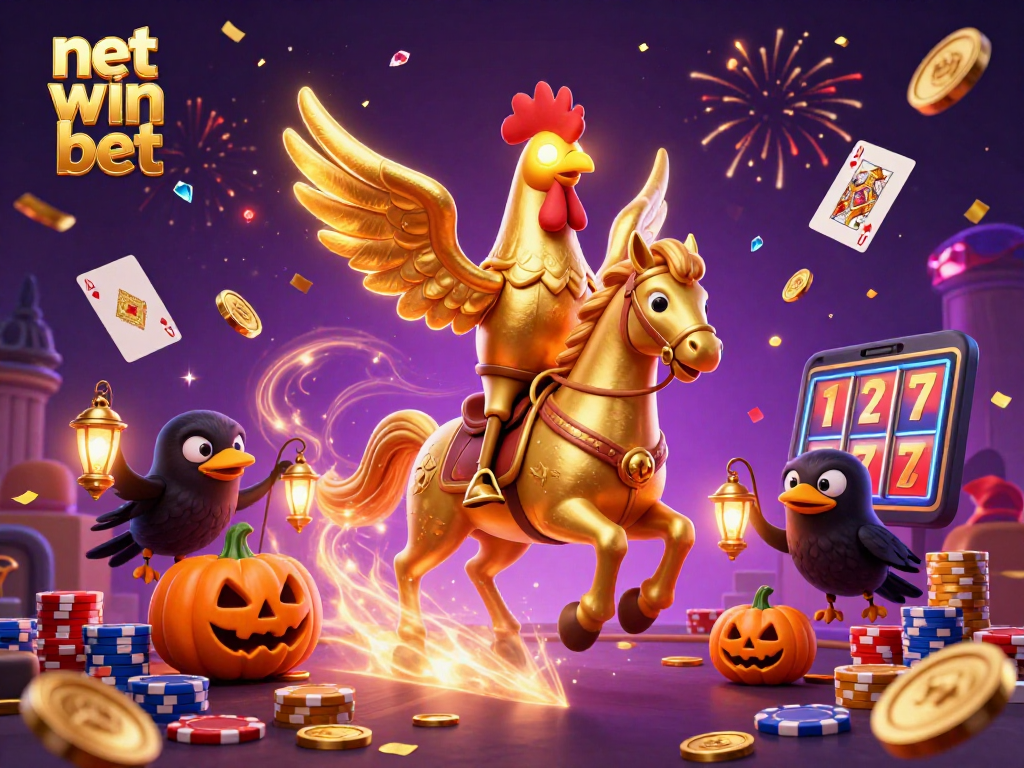 Experience the thrill of net win bet with a vibrant casino scene filled with golden coins and jackpots.