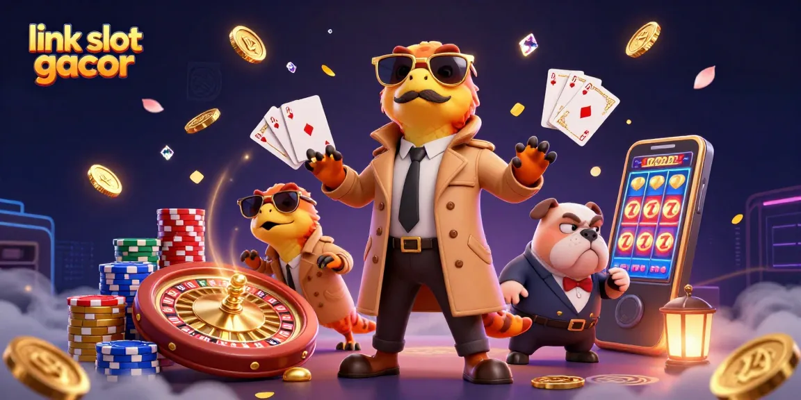 Experience the action of link slot gacor with three raptors in a trench coat entering a VIP lounge.