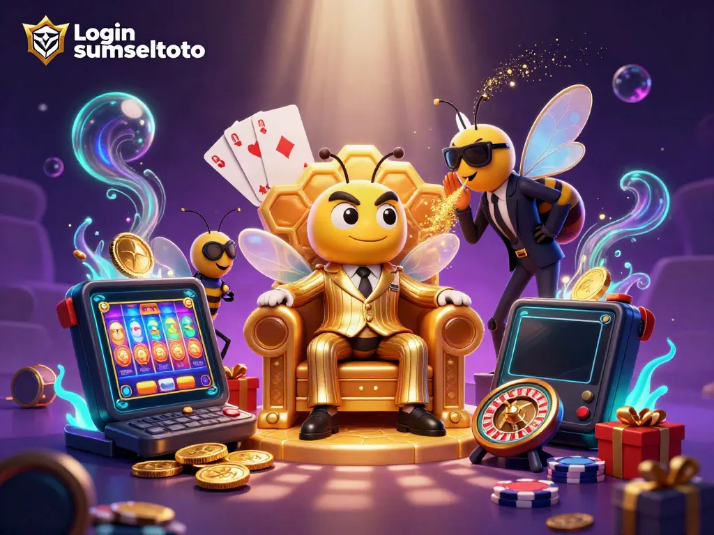 Engage with the thrilling world of Login sumseltoto through this dynamic casino scene filled with colorful gaming elements.