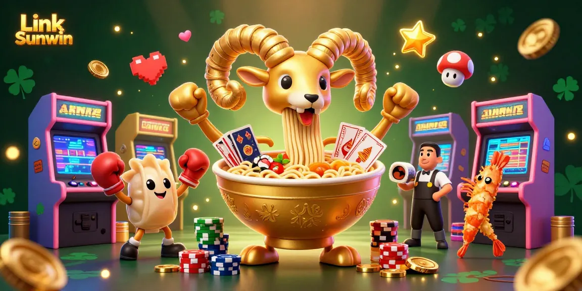 Engage with Link Sunwin in a vibrant online casino scene featuring fun characters and exciting gaming elements.