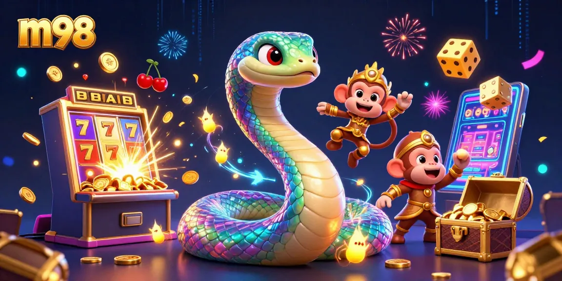 Experience thrilling gameplay with m98 in a vibrant casino scene filled with radiant characters and jackpot excitement.