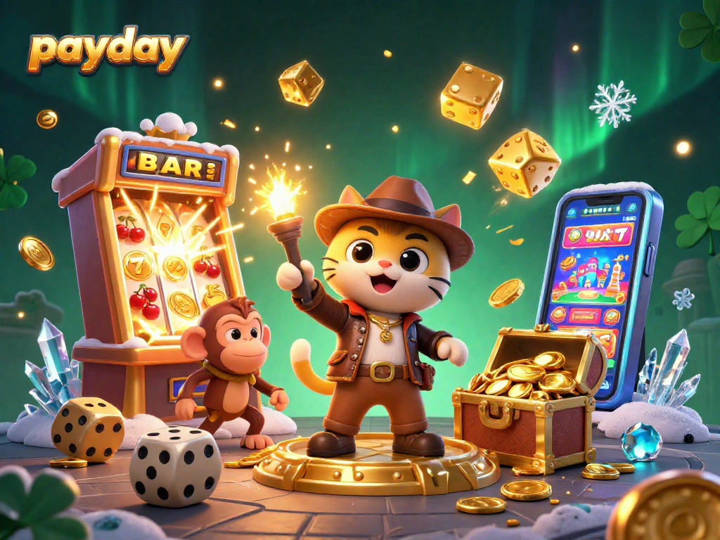 Experience payday excitement with a 3D cat archaeologist discovering casino treasures.