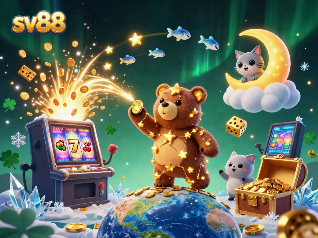 Experience thrilling wins at sv88 with a vibrant scene of gaming excitement, showcasing rich casino elements.