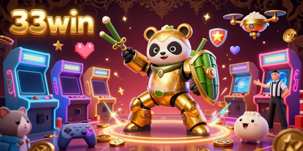 Experience the thrilling world of casino games with 33win through this immersive 3D illustration.